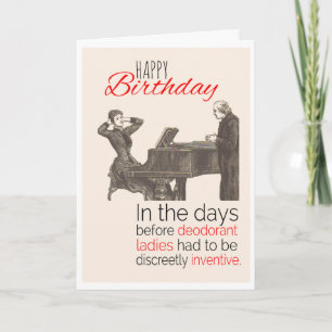 Carte Joyeux anniversaire, Humour victorien, déodorant,