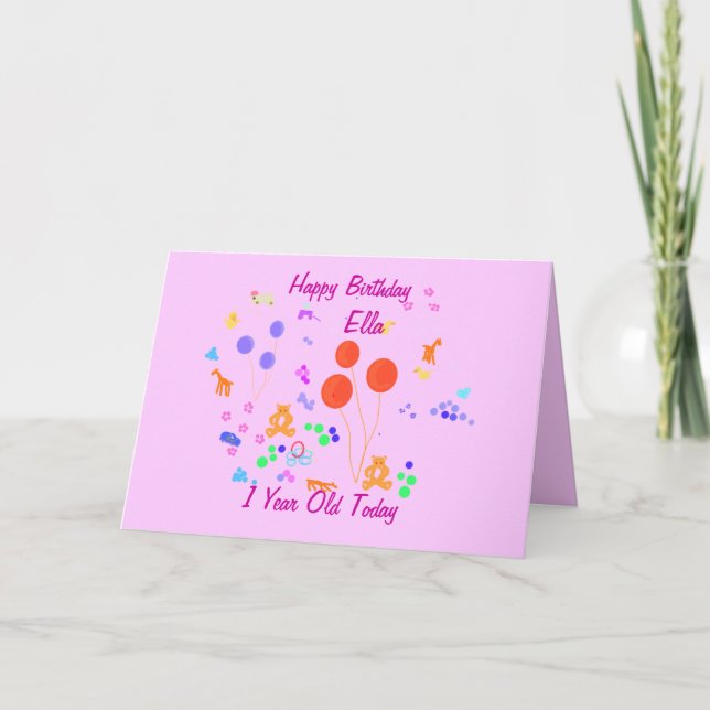 Carte Joyeux anniversaire I year old (Devant)