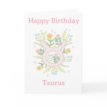 Joyeux Anniversaire Illustration Florale Taureau