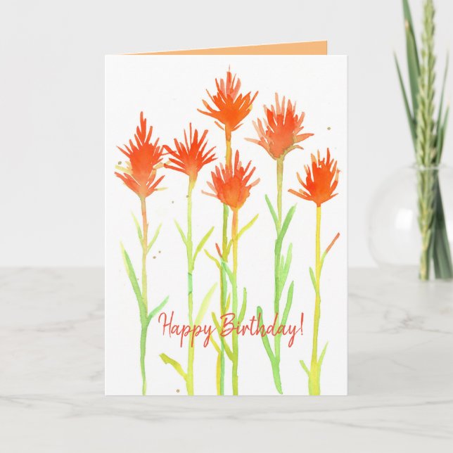 Carte Joyeux Anniversaire Indien Paintbrush Watercolor F (Devant)