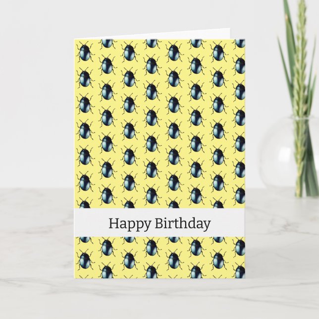 Carte Joyeux anniversaire (insecte du scarabée) (Devant)