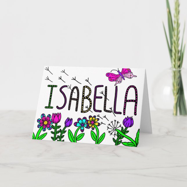 Carte Joyeux anniversaire Isabella fille la plus douce a (Devant)