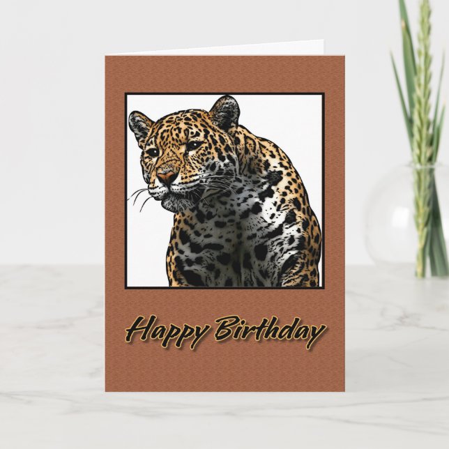 Carte Joyeux anniversaire Jaguar Illustration (Devant)
