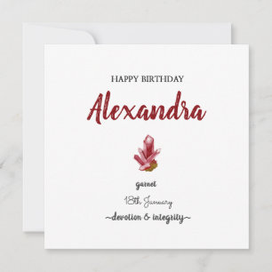 Carte Joyeux anniversaire Janvier Jeu de grenat en pierr
