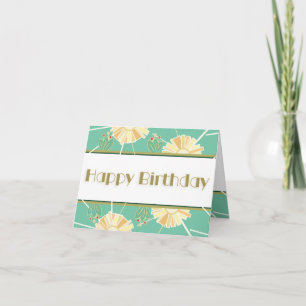 Carte Joyeux Anniversaire - Jardin Parfumé Art Déco Retr