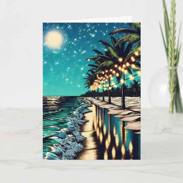 Carte Joyeux Anniversaire Joli Art Côtier Personnalisé (Devant)