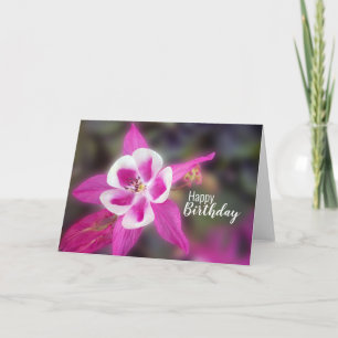 Carte Joyeux Anniversaire Joli Columbine Fleur rose