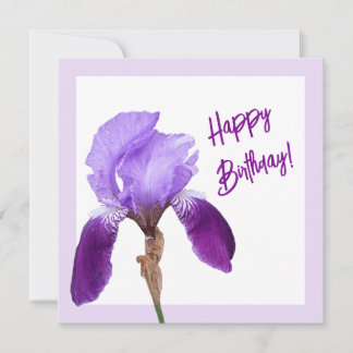Carte Joyeux anniversaire joli iris violet boho floral m