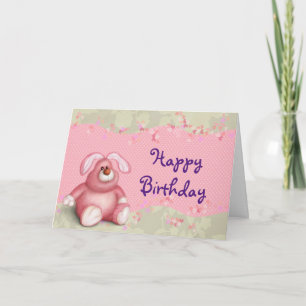 Carte Joyeux Anniversaire Joli Lapin Rose Avec Coeurs