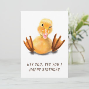 Carte Joyeux Anniversaire - Joyeux Canard Jaune Verre Jo