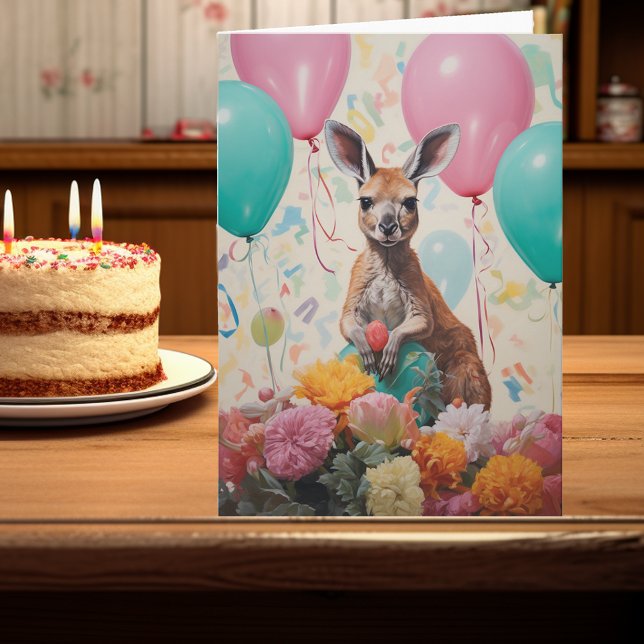 Carte Joyeux anniversaire Kangaroo Animaux australiens (Créateur téléchargé)