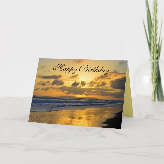 Carte Joyeux Anniversaire, Kauai Beach Sunset (Devant)