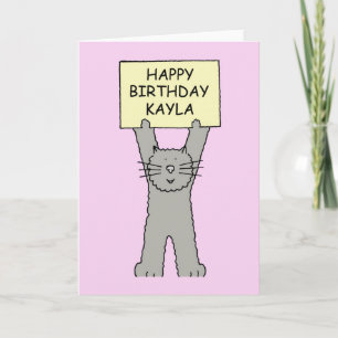 Carte Joyeux anniversaire Kayla Cartoon Chat