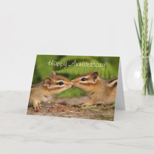 Carte Joyeux Anniversaire Kissing Baby Chipmunks Card