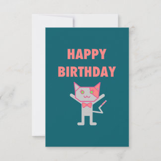 Carte Joyeux anniversaire Kitty Turquoise