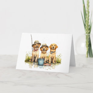 Carte Joyeux anniversaire Labrador Retriever Dogs Fishin