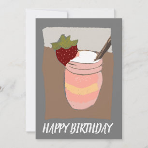 Carte Joyeux anniversaire Lait fraise Shake Illustration