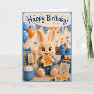 Carte Joyeux Anniversaire Lapin avec Toast du bébé Bun B