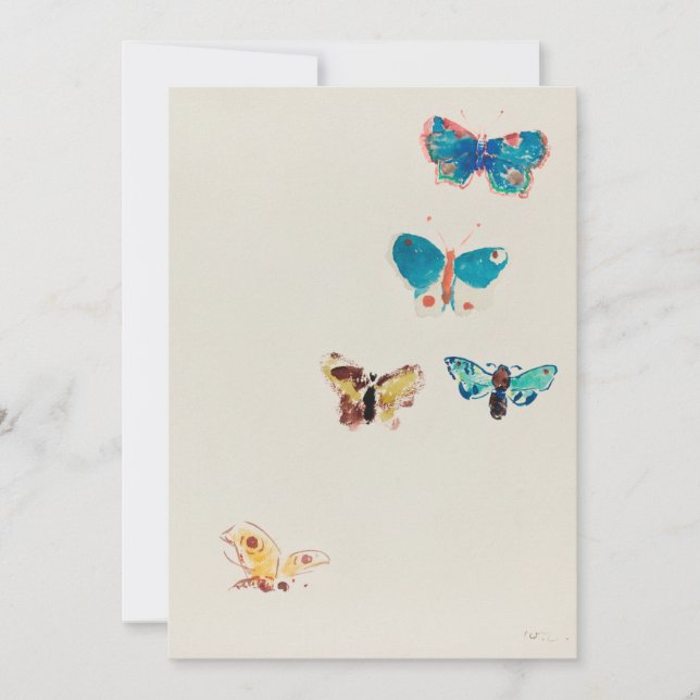 Carte Joyeux anniversaire. L'art des papillons bleu vint (Devant)
