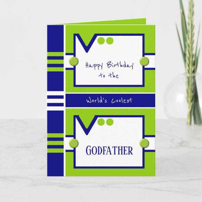 Carte Joyeux Anniversaire le plus frais Parrain bleu et  (Devant)