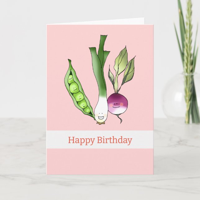 Carte Joyeux anniversaire (légumes mignons) (Devant)