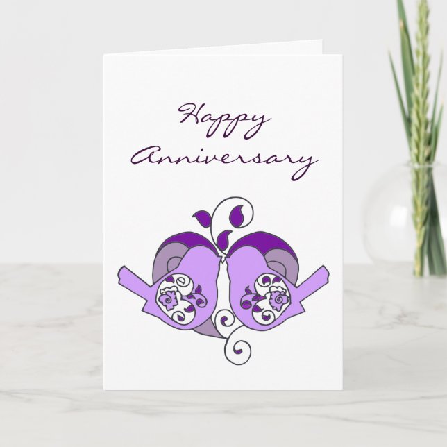 Carte Joyeux Anniversaire les amoureux avec cœur floral (Devant)