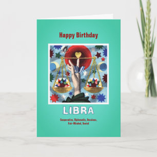 Carte Joyeux Anniversaire Libra signe Zodiac