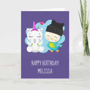 Carte Joyeux Anniversaire Licorne de Dessin Animé Mignon