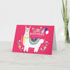 Carte Joyeux Anniversaire Llama Hot Rose