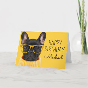 Carte Joyeux Anniversaire Lunettes de soleil Bouledogu