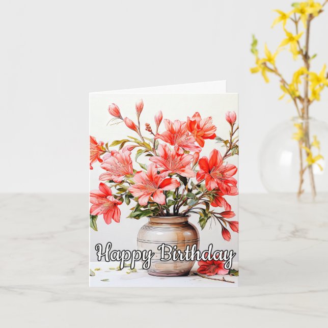 Carte Joyeux Anniversaire Lys Poted Illustration (Fleur jaune)