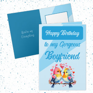 Carte Joyeux anniversaire magnifique petit ami oiseaux b