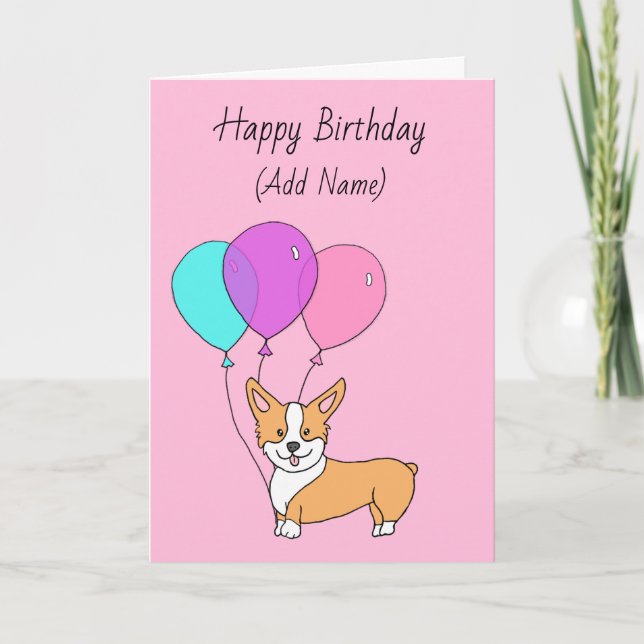 Carte Joyeux Anniversaire Mains Cutes Tirées Corgi (Devant)