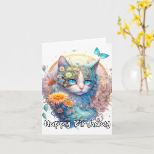 Carte Joyeux anniversaire Majestic Kitty Design de chat