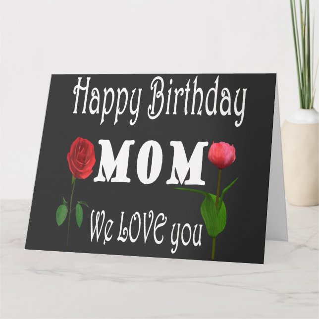 Carte Joyeux anniversaire maman avec un joli design de f (Devant)