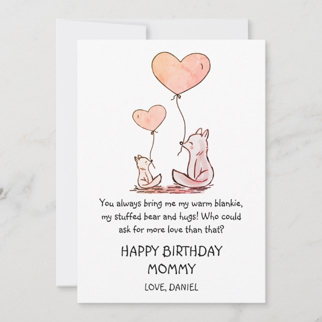 Carte Joyeux Anniversaire Maman Et Bébé Mignonne (Devant)