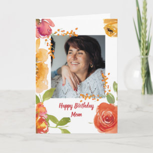 Carte Joyeux anniversaire maman Fleurs d'aquarelle