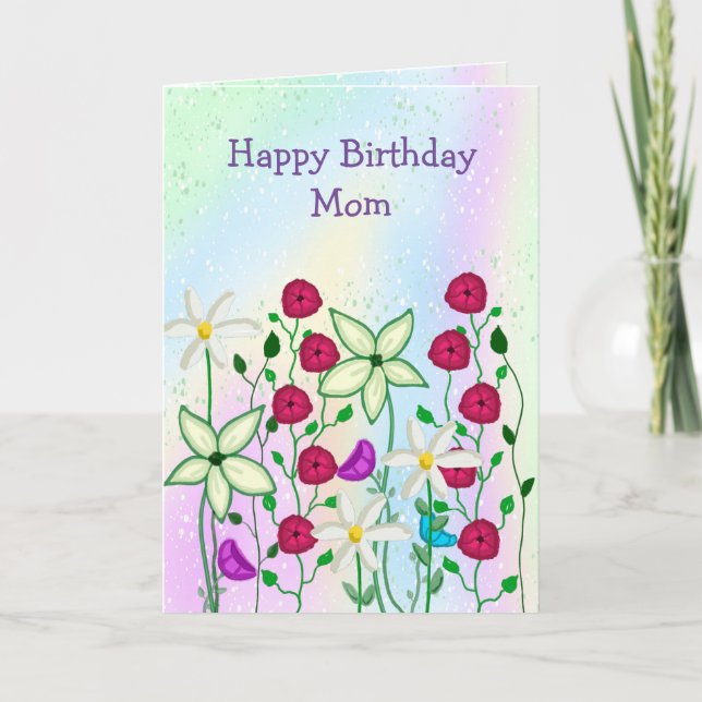 Carte Joyeux Anniversaire Maman, Plutôt Floral (Devant)