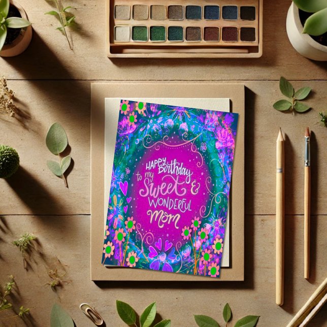 Carte Joyeux Anniversaire maman Plutôt Floral Inspirivit (Créateur téléchargé)