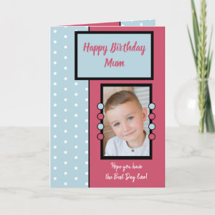 Carte Joyeux anniversaire maman rose et bleu photo