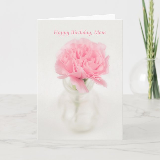Carte Joyeux Anniversaire, Maman, Rose, Fleur, Carnation (Devant)