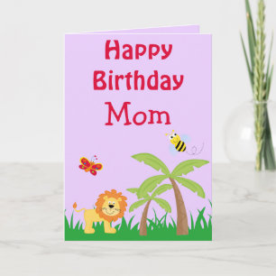 Carte Joyeux Anniversaire Maman Safari Lion Votre Photo 