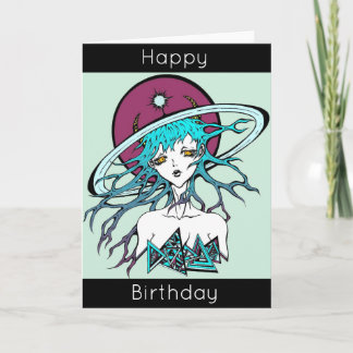 Carte Joyeux Anniversaire manga espace original