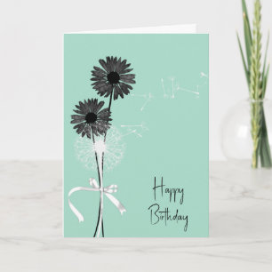 Carte Joyeux Anniversaire Marguerites Noires et Pissenli