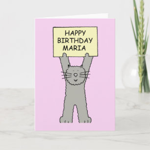 Carte Joyeux anniversaire Maria Cartoon Chat