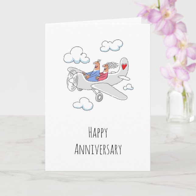 Carte Joyeux anniversaire Mariage Coeur Rouge Marié Coup (Orchidée)