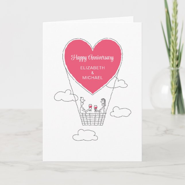 Carte Joyeux anniversaire Mariage Coeur Rouge Marié Coup (Devant)