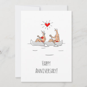 Carte Joyeux anniversaire Mariage marié canot couple mar