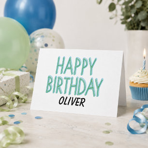 Carte Joyeux Anniversaire Marqueurs Bleu Vert Personnali