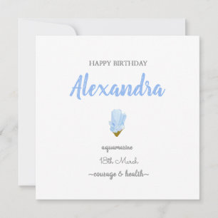Carte Joyeux anniversaire Mars pierre natale Aquamarine 